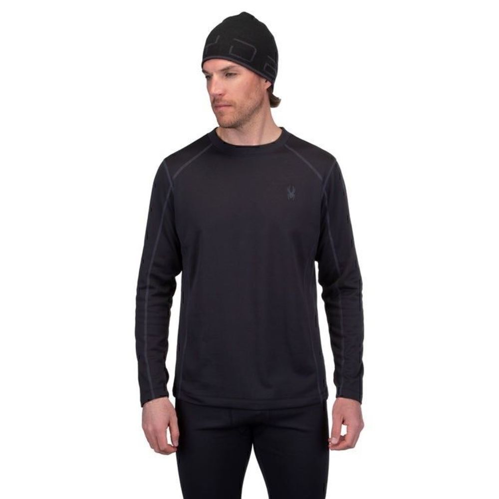 SPYDER Mens Performance Crew Top Sz XL Black Long Sleeve